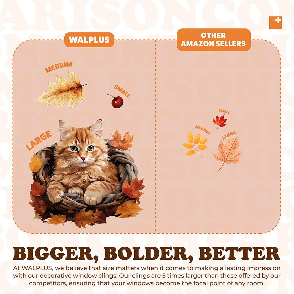 Walplus Halloween 123 Piece Autumn Cats and Dogs Window Cling Set Image 6