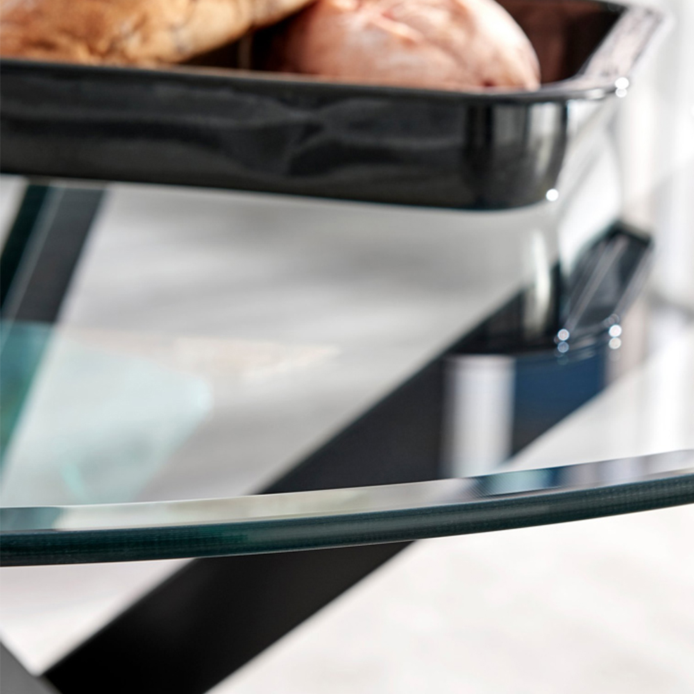 Furniturebox Arona Valera Glass 4 Seater Round Dining Set Black and Cappuccino Image 8