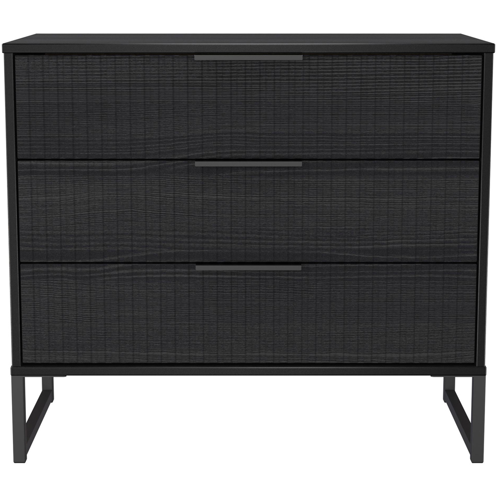 Crowndale Fluted 3 Drawer Black Ash Chest of Drawers Ready Assembled Image 2