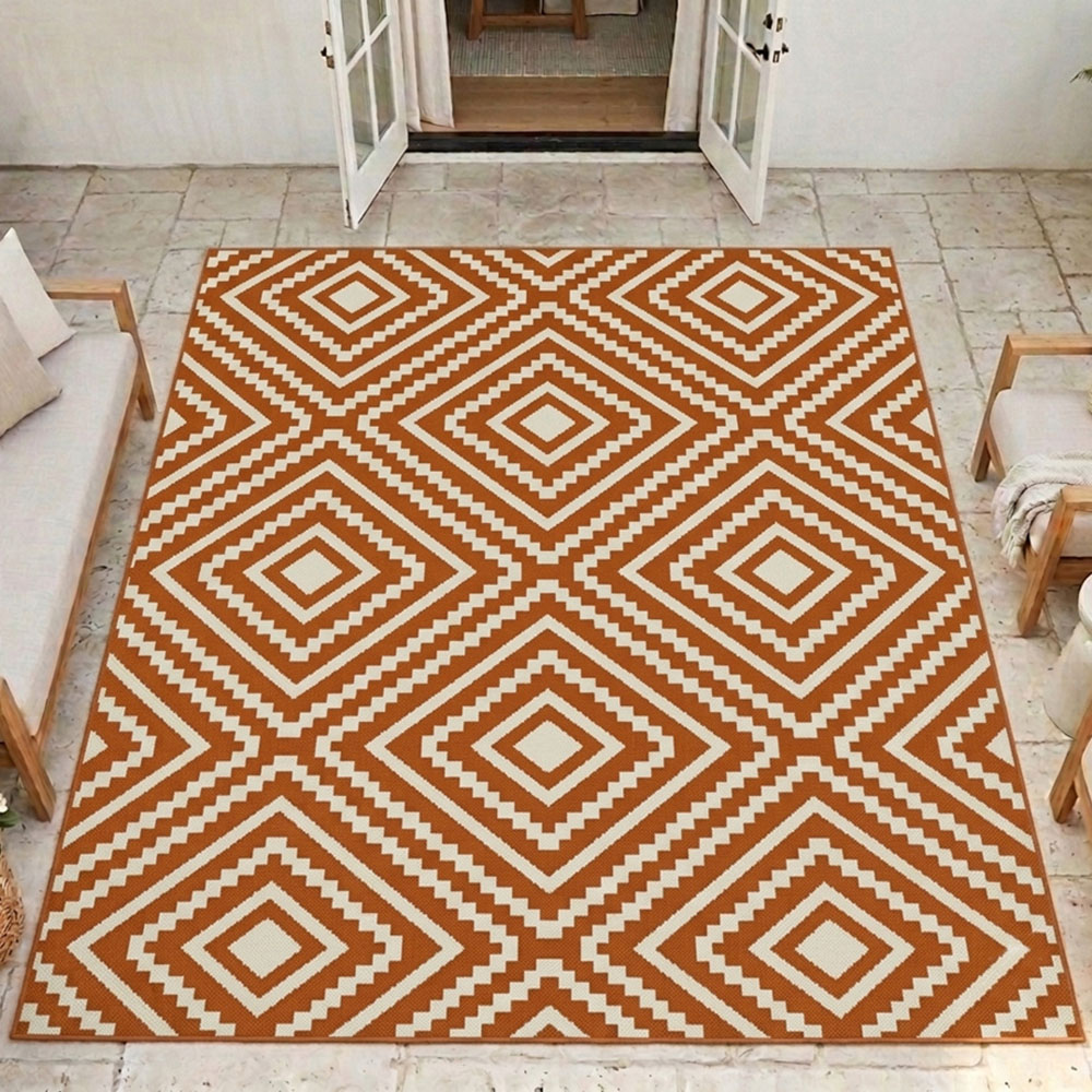 Portland Rugstyle Terracotta Large Diamond Rug 240 x 340cm Image 1