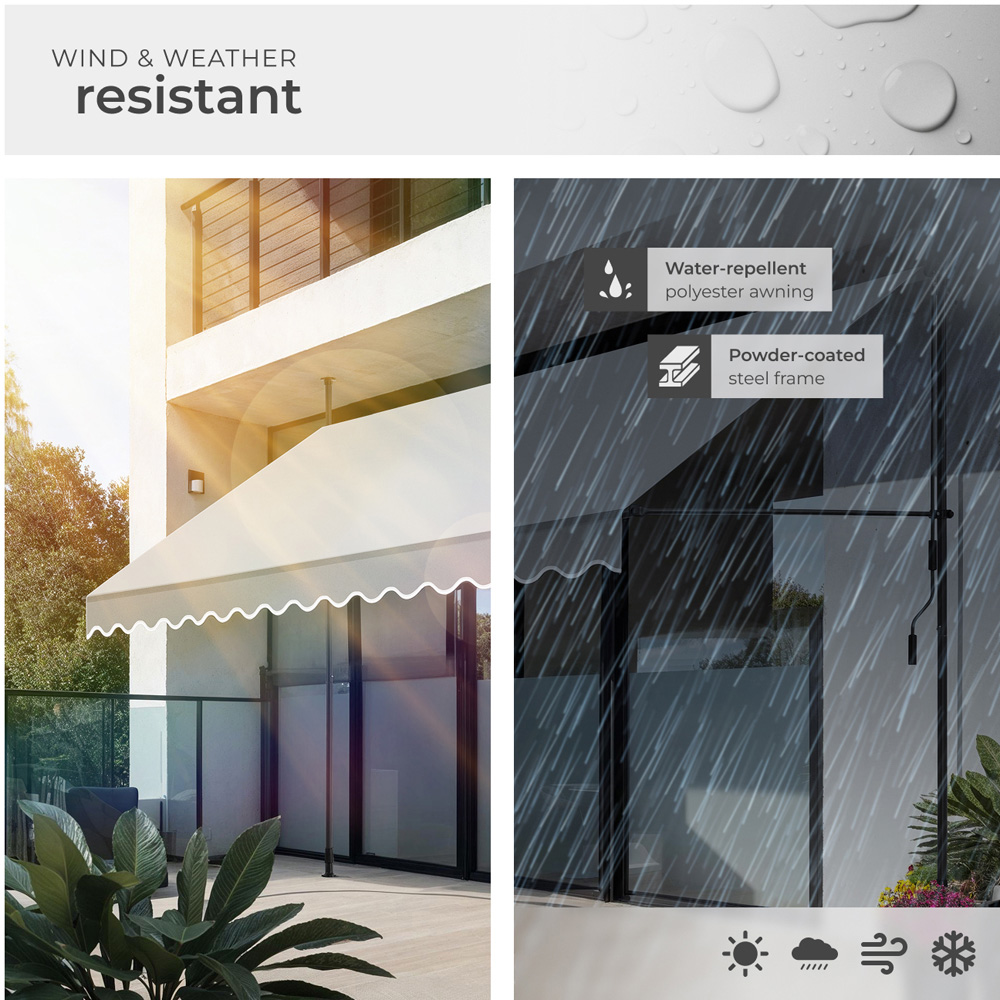 tectake Light Grey Retractable Awning 4 x 1.8m Image 4