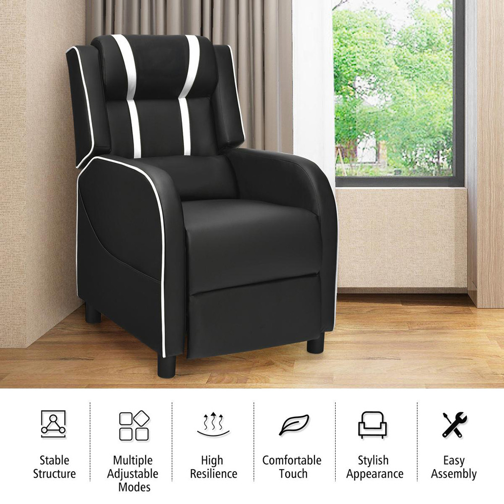 Costway White Adjustable Gaming Chair with Headrest Image 6