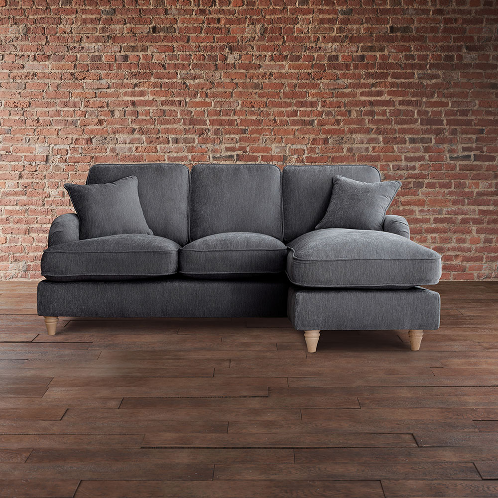 The Vienna 3 Seater Charcoal Right Hand Chaise Sofa Image 4