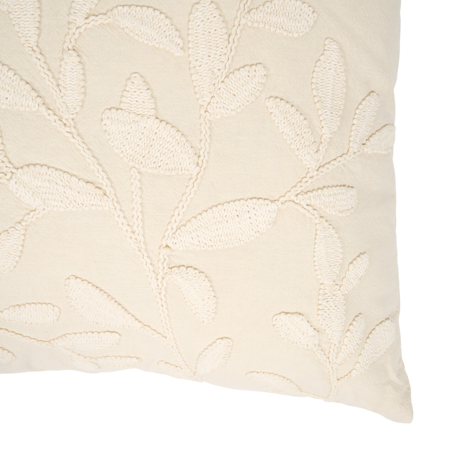 Serenity Leaf Embroidered Cushion Cream Image 4
