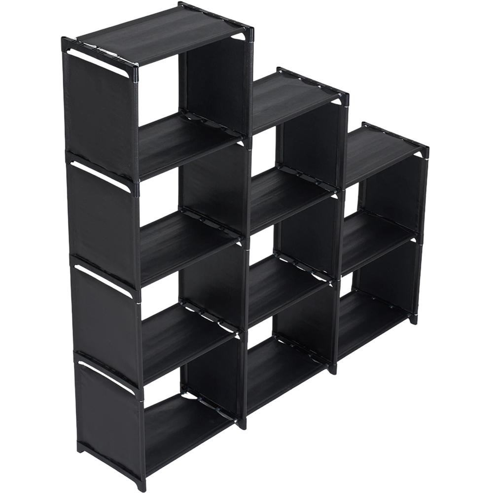 Living and Home 4-Tier Grey Triple Row Storage Shelf with Metal Frame Image 4