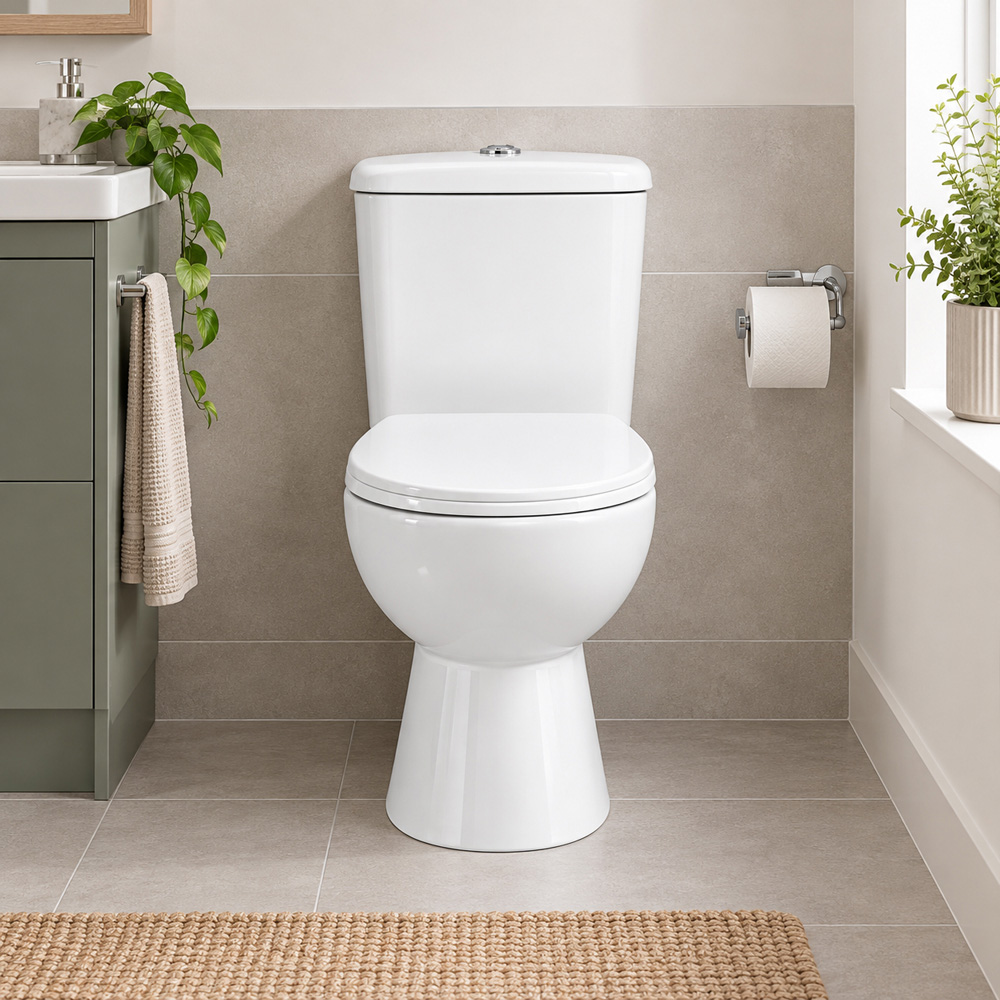 Go Bathrooms White Soft Close Coupled Rimless Toilet Image 3