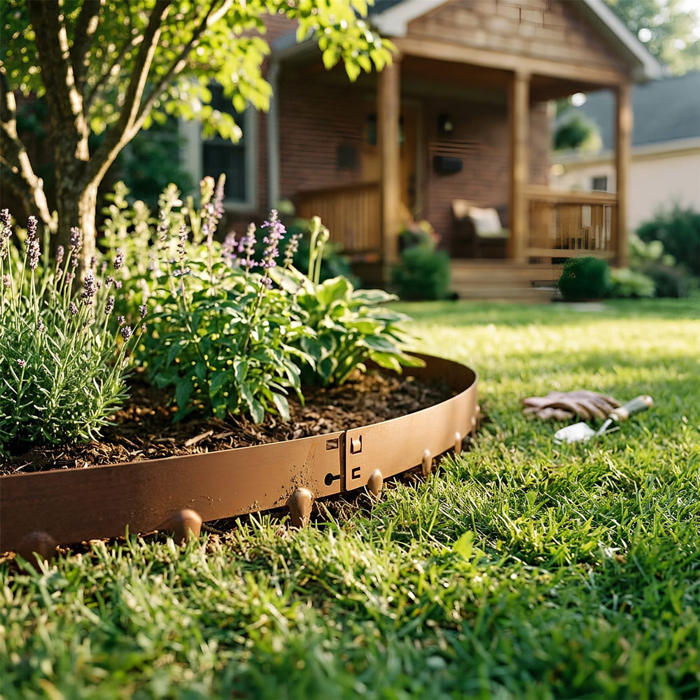 Harbour Housewares Rust Steel Lawn Edging 5m x 8cm 5 Pack Image 2