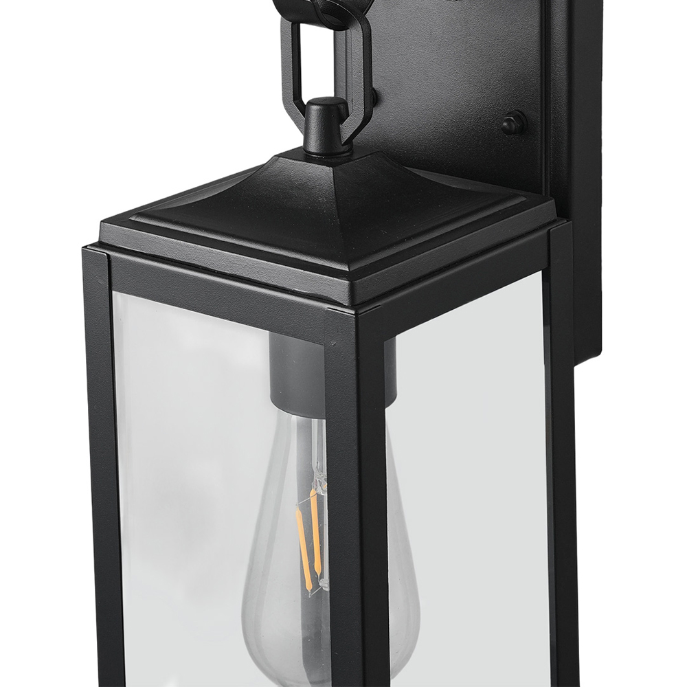 Living and Home Black Tempered Glass Shade Outdoor Sensor Wall Lamp Image 4