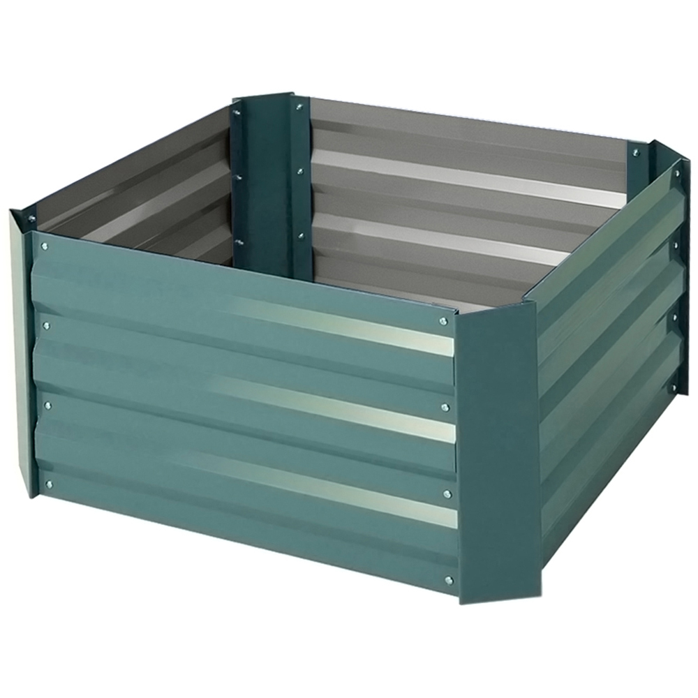 Living and Home Green Galvanized Steel Square Raised Garden Bed Planter Box Image 1