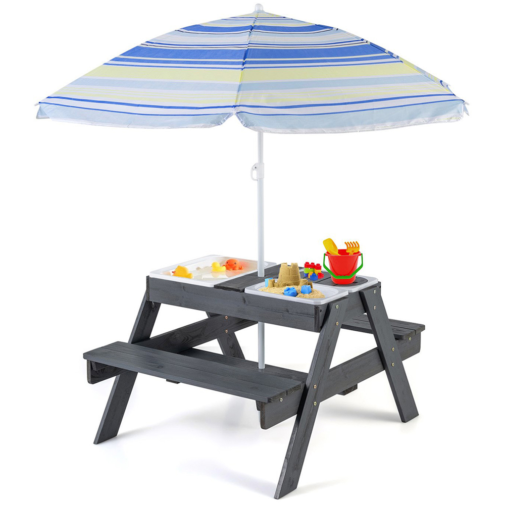 Costway Grey 4 in 1 Kids Sand and Water Storage Table Image 1