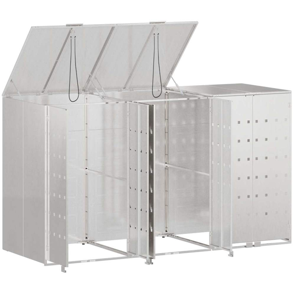 vidaXL Silver 3 Wheelie Bin Storage Shed Image 5