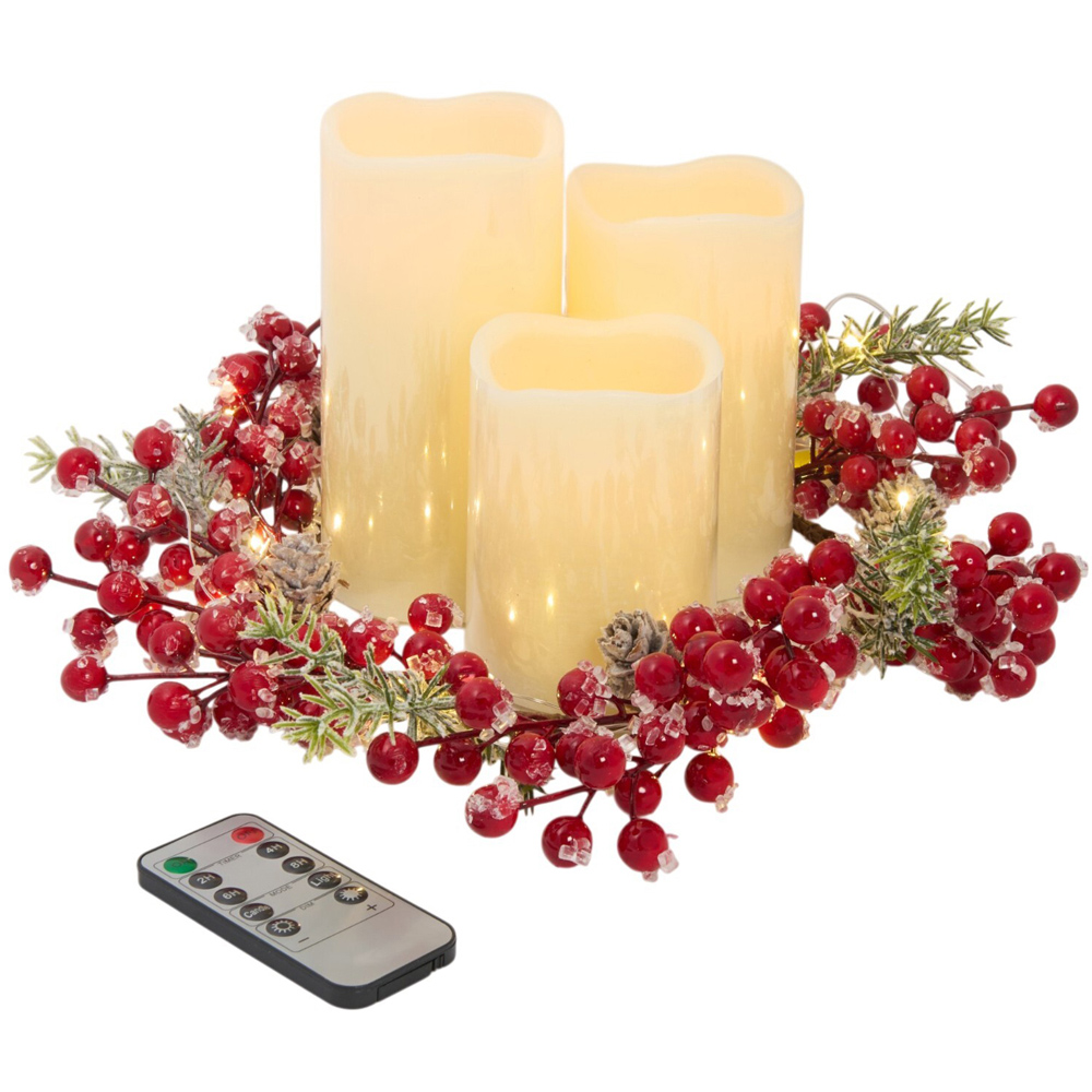 Berry LED Candle Set with Remote Image 1