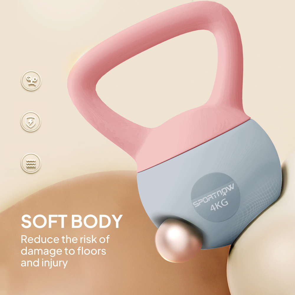 SPORTNOW Pink and Grey Soft Body Kettlebell with Non Slip Handle 4kg Image 7
