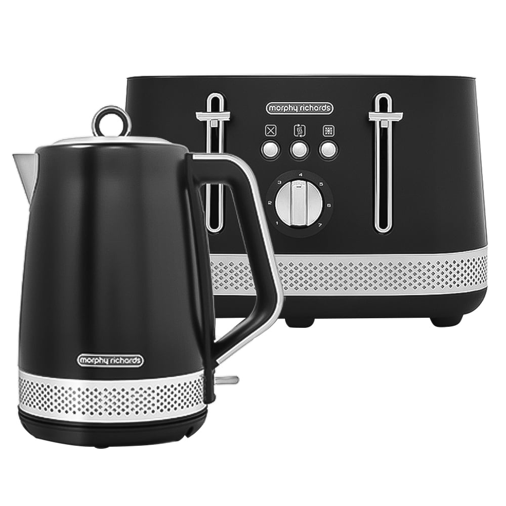 Morphy Richards Illumination 950068 Black 1.7L Kettle and 4 Slice Toaster Set Image 1