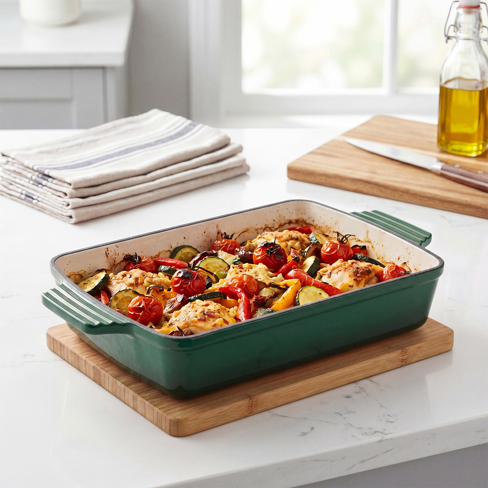 Living and Home 3L Green Enamelled Rectangular Baking Dish Image 7
