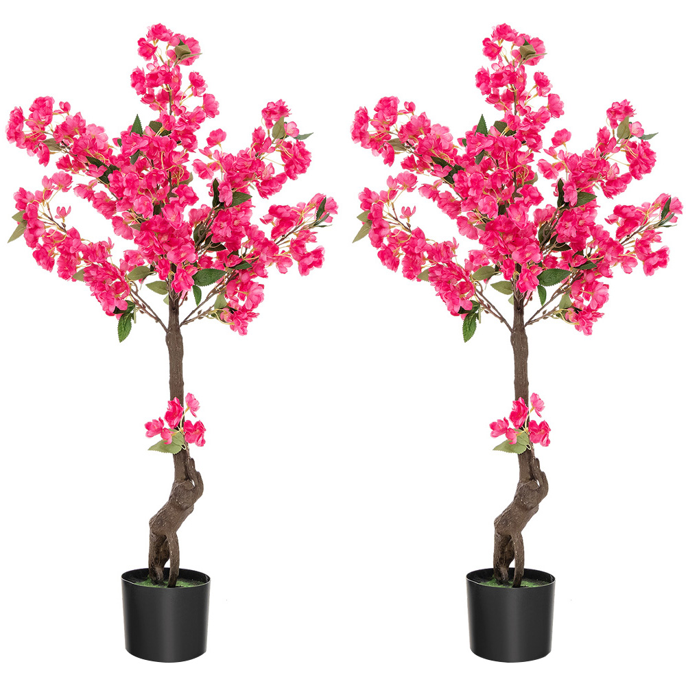 Costway Artificial Plum Blossom Tree 105cm 2 Pack Image 1