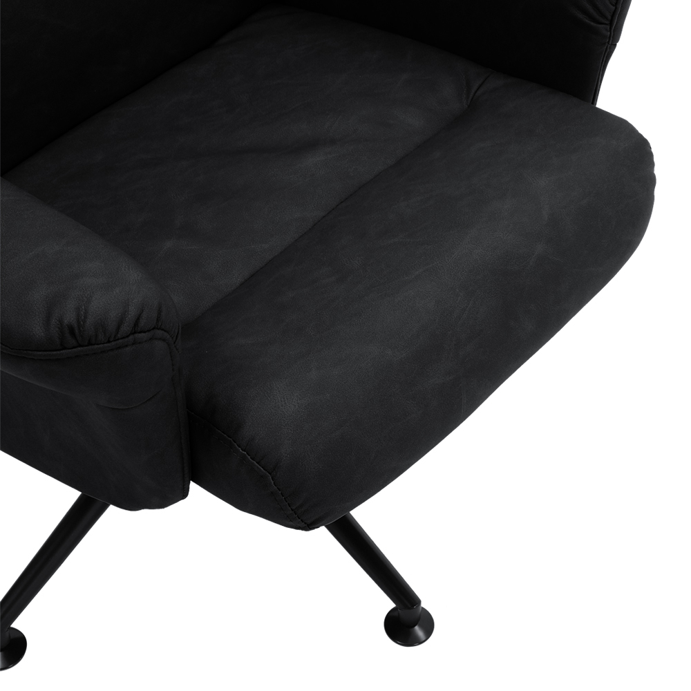 Living and Home Black Faux Leather Swivel Armchair with Footstool Image 4