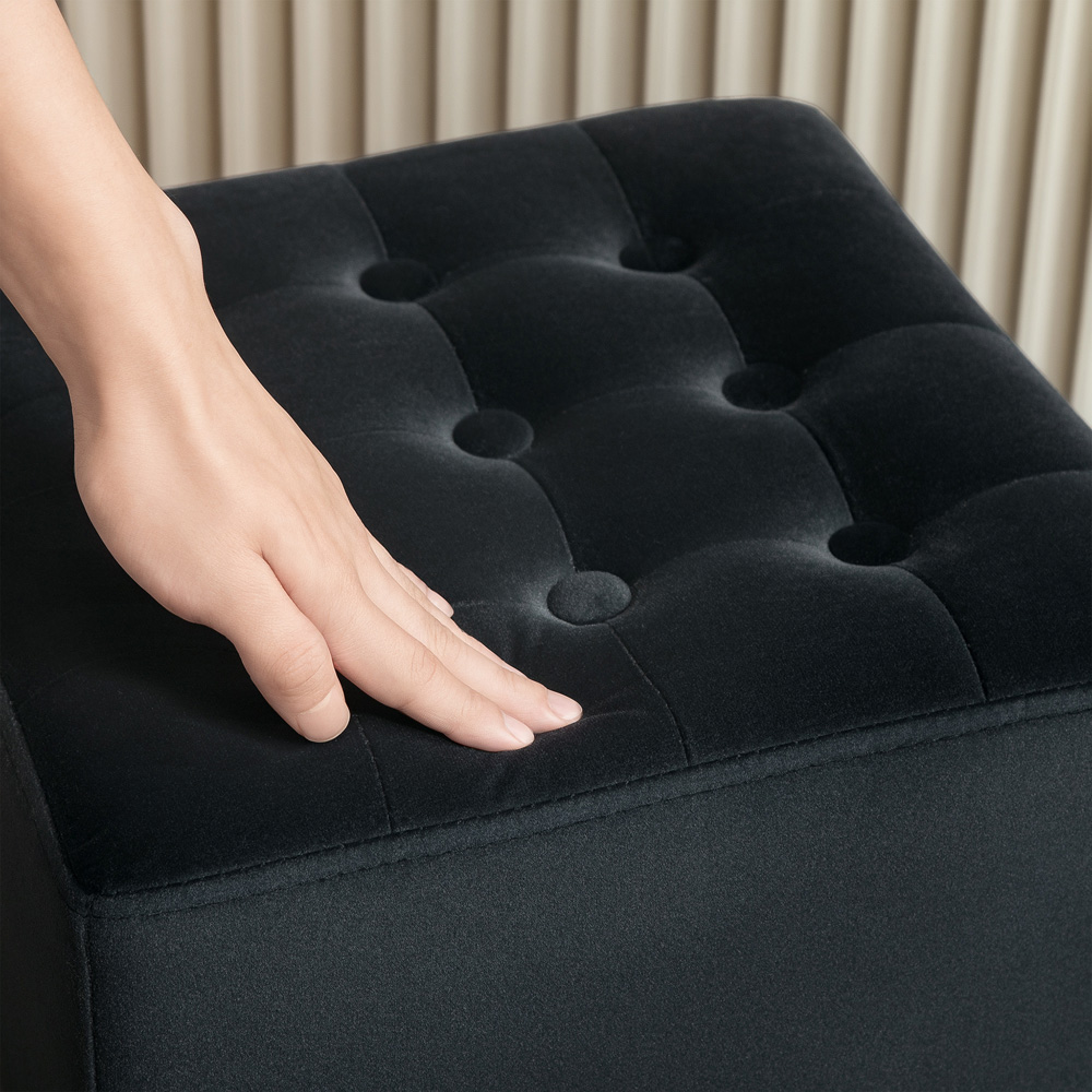HOMCOM Charcoal Grey Square Small Ottoman Footstool Image 3