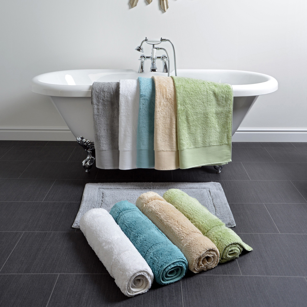 Allure Bath Fashions Marlborough Duck Egg Bamboo Cotton Non-Slip Bath Mat 50 x 80cm Image 2