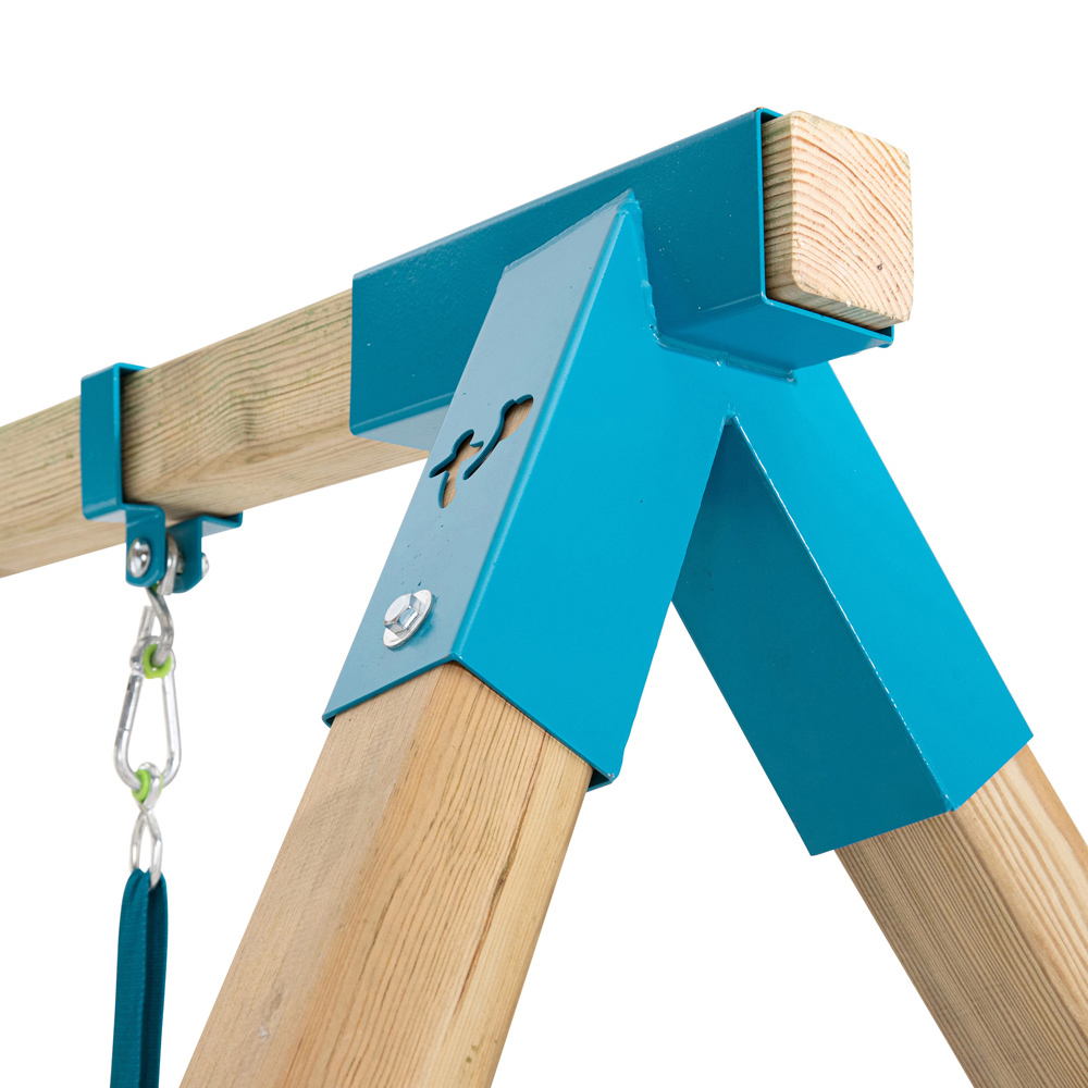 TP Skywood Kids Wooden Climbing Frame with Mini Tower Sky Bridge Double Swing and Slide Image 4