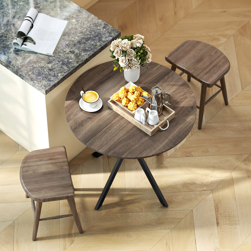 Portland 2 Seater Industrial Round Dining Table Brown Image 5