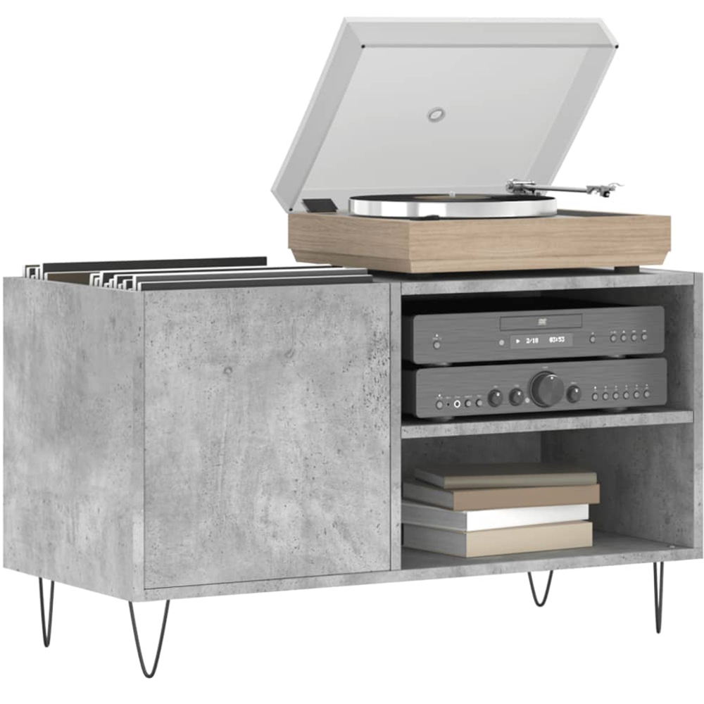 vidaXL 2 Shelf Concrete Grey Record Cabinet Image 3