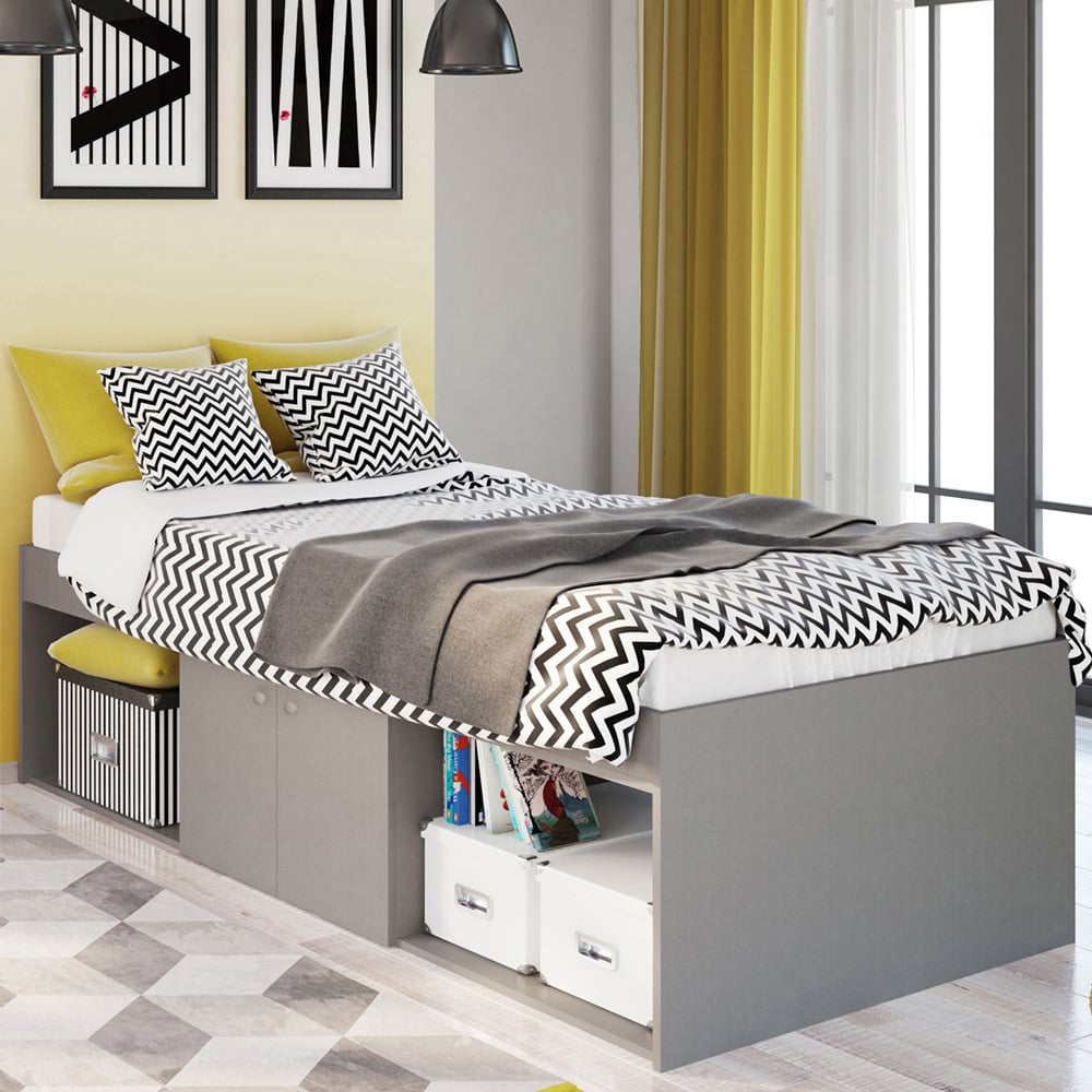 Kudl Single Grey Low Cabin Bed Image 1