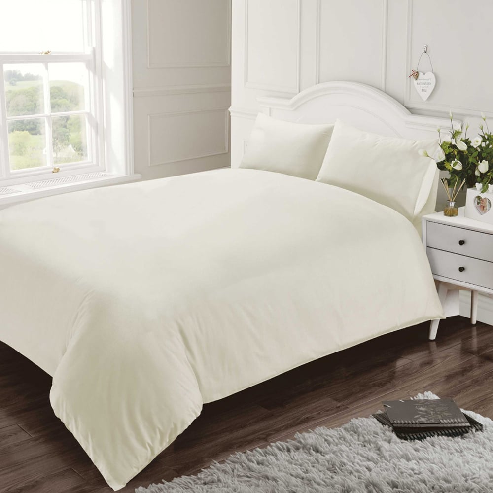 Rapport Home Double Cream 400 Thread Count Cotton Percale Quilt Cover Image 2