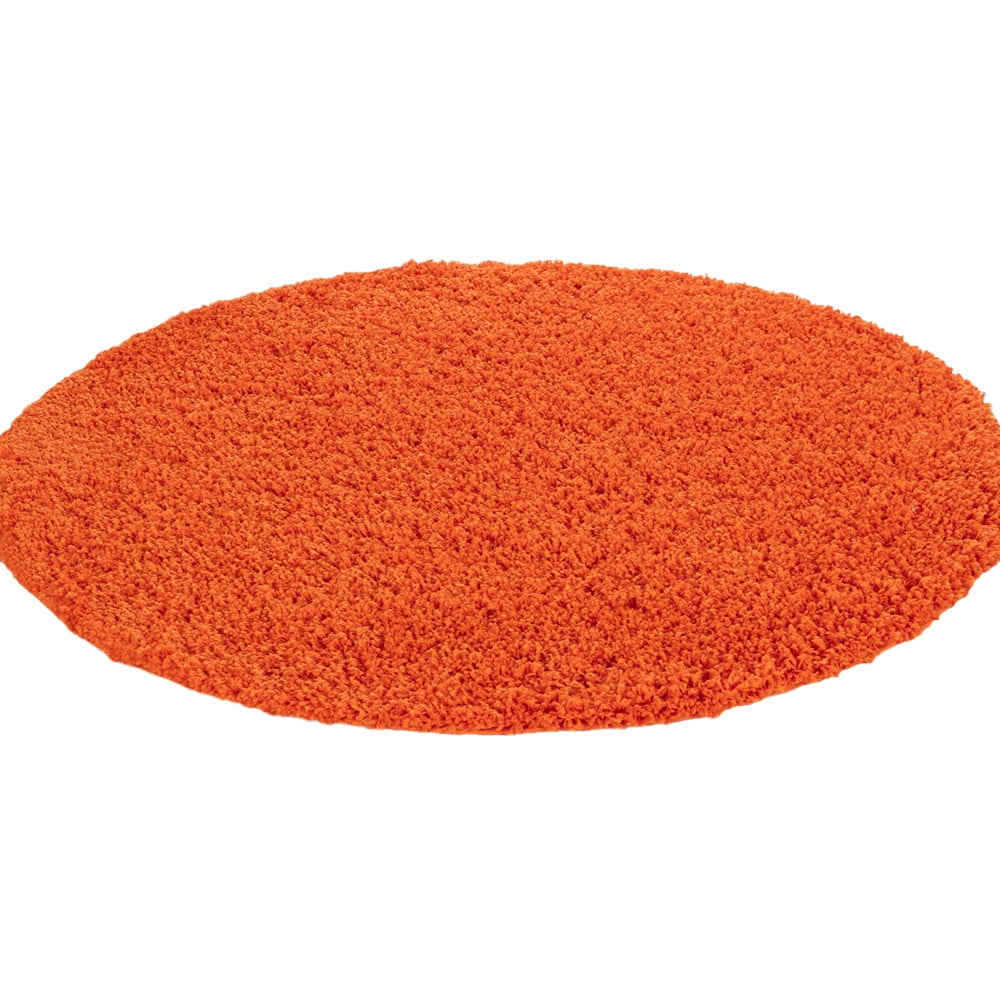Desire Rugs Oxford Orange Plain Round Shaggy Rug 120 x 120cm Image 1