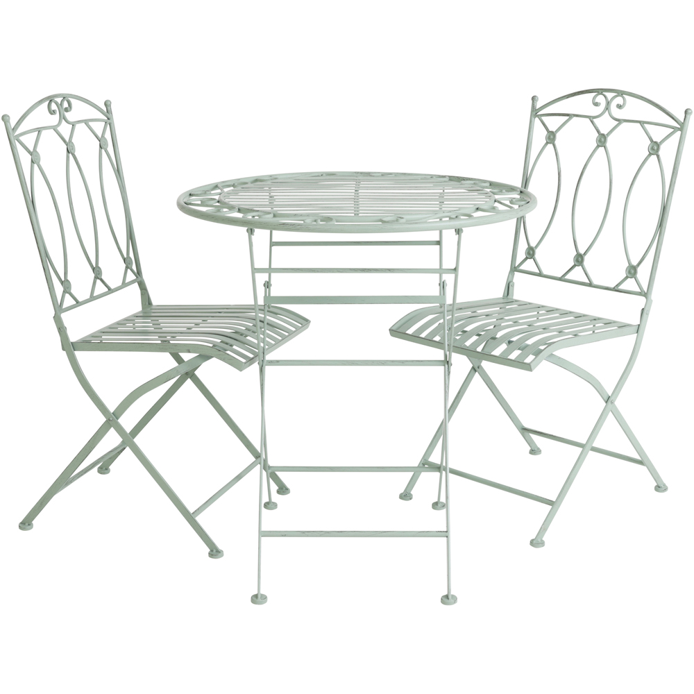 Charles Bentley 2 Seater Heritage Green Decorative Rustic Metal Garden Bistro Set Image 2