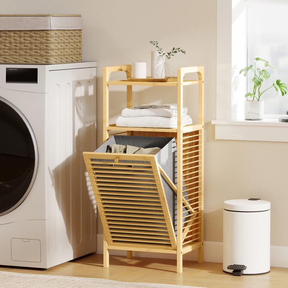 HOMCOM Removable Laundry Hamper with Storage Cabinet 37L Image 8