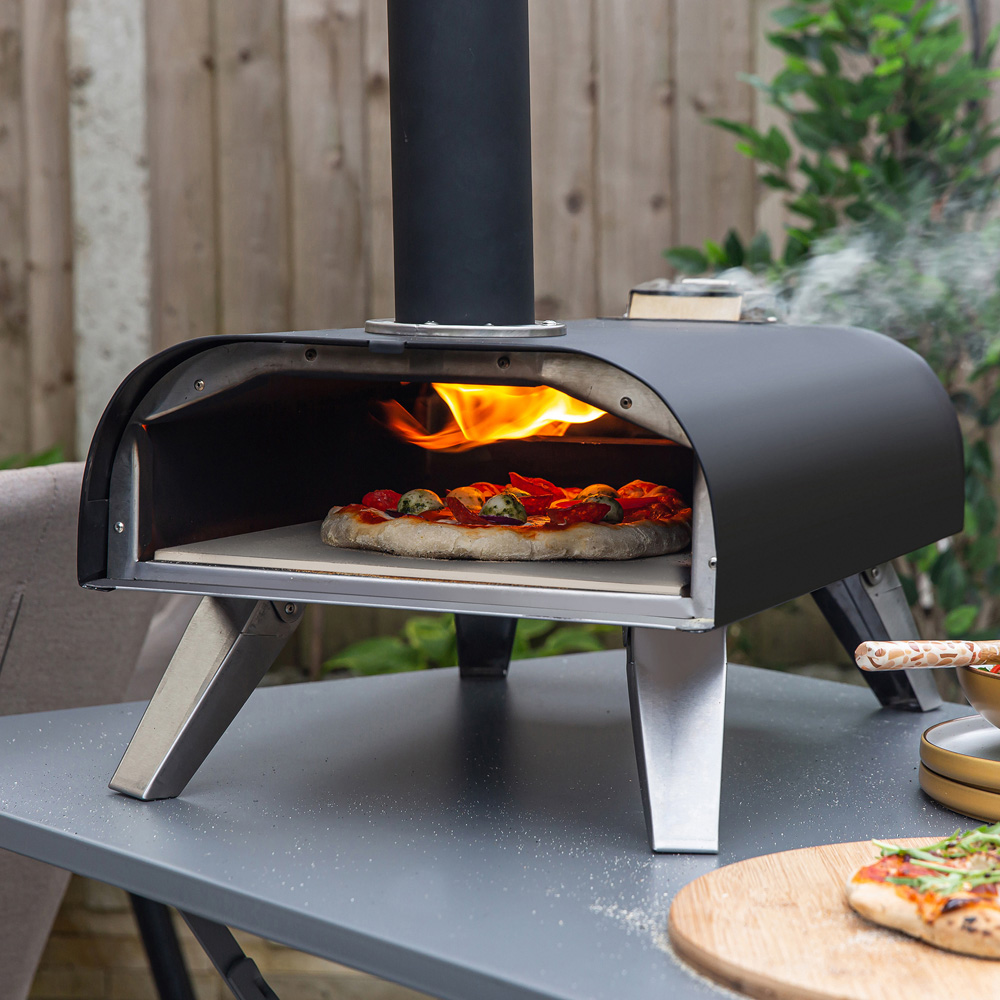 Zanussi Black Wood Pellet Pizza Oven with Paddle and Cover Image 5