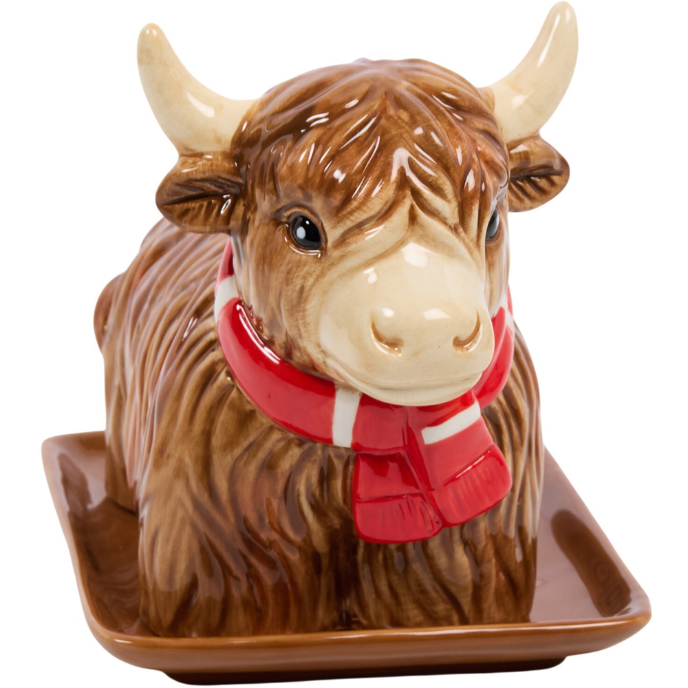 Highland Cow Shaped Butter Dish Brown Image 3