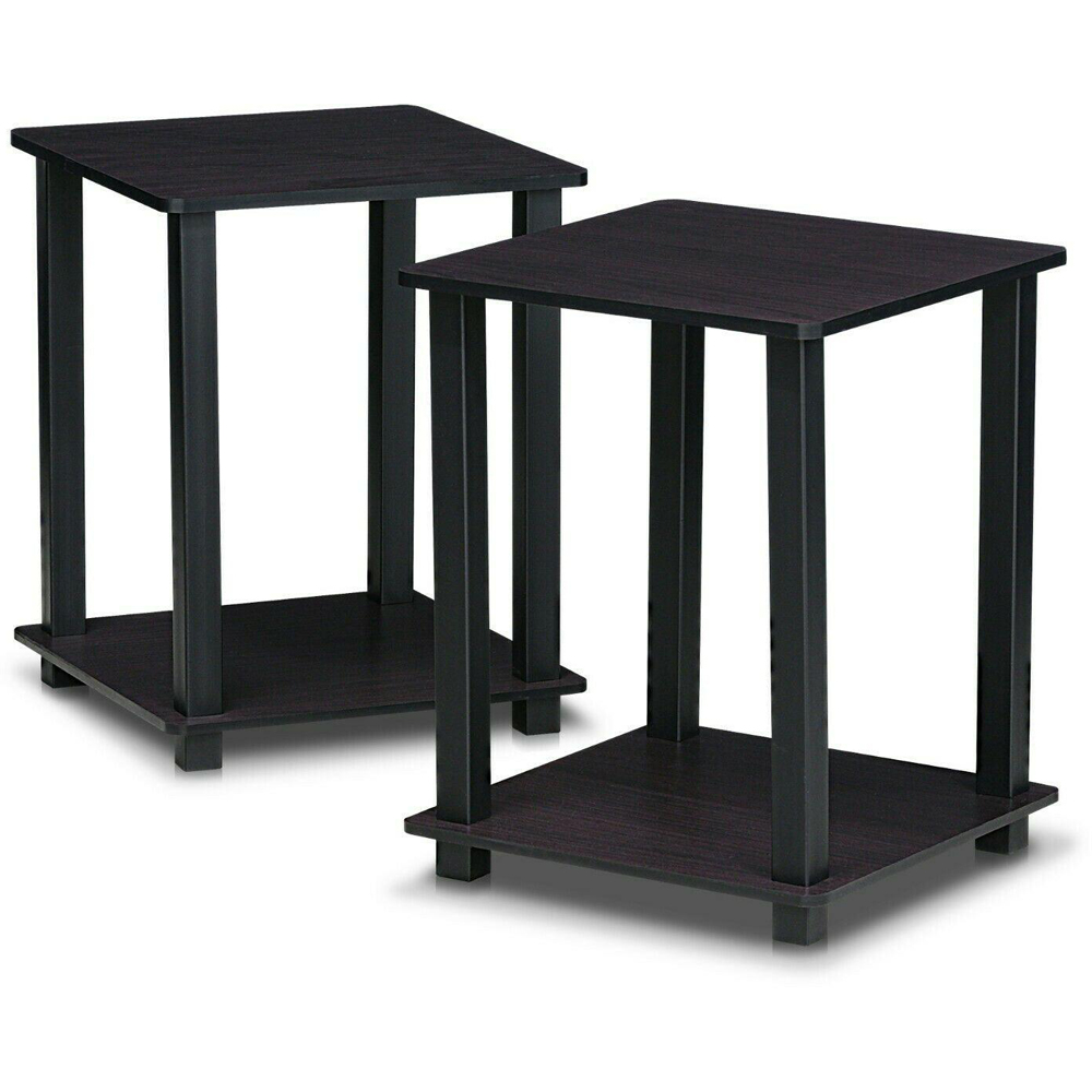 Walplus Simplistic Dark Walnut End Table Set of 2 Image 2
