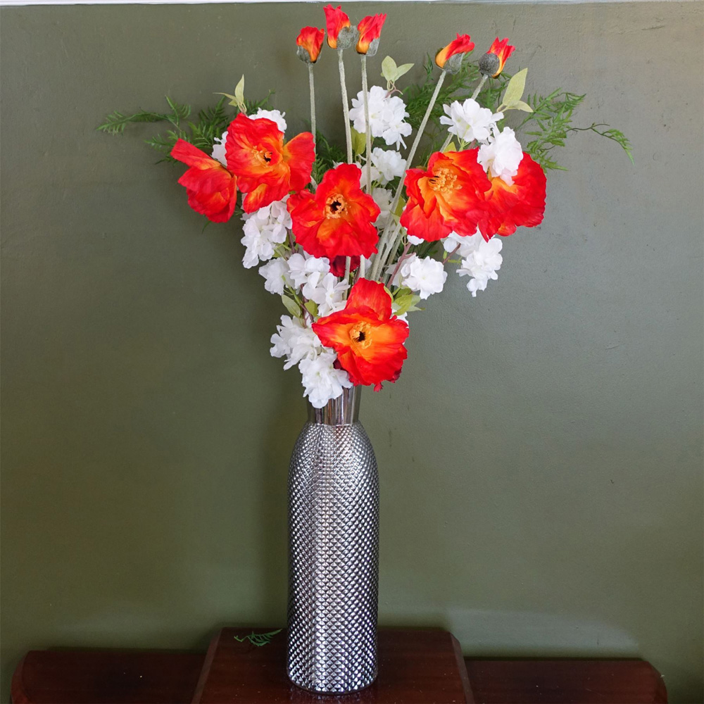 Botanik Smoke Grey Tall Diamond Glass Vase 50cm Image 2