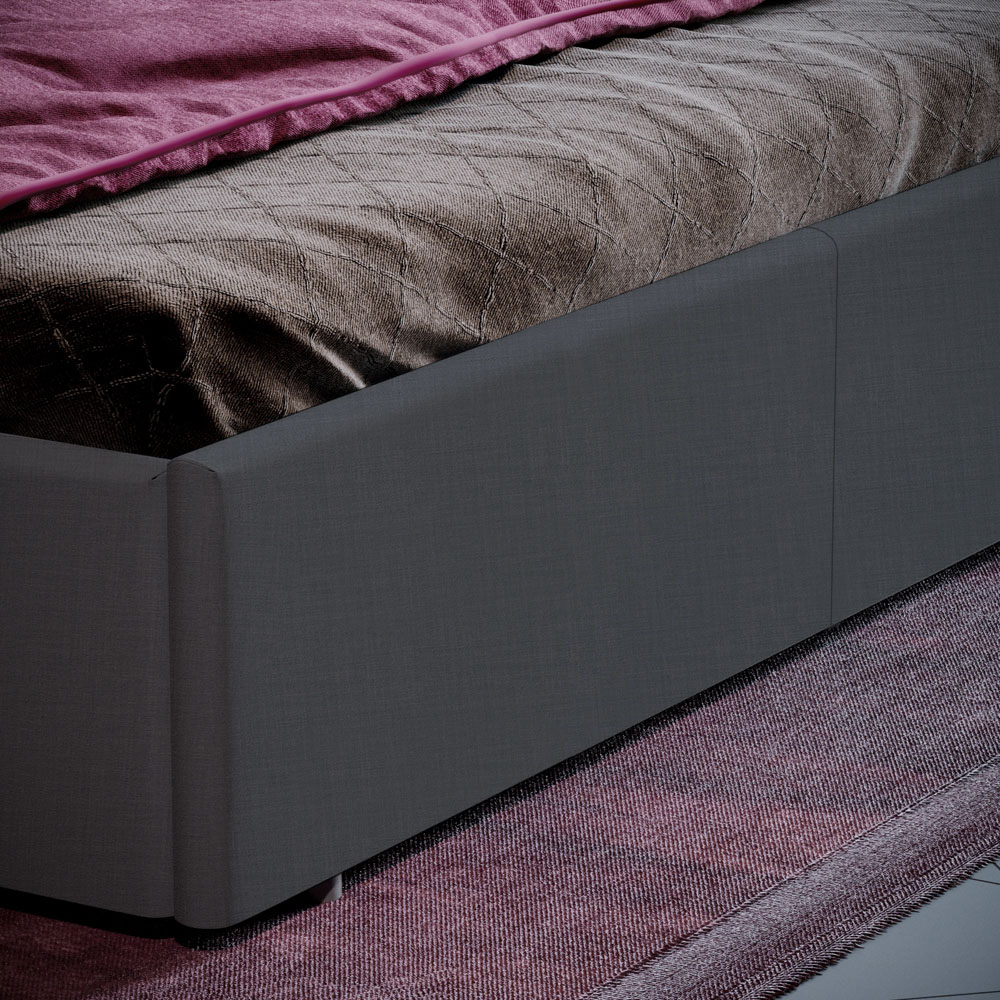Vida Designs Veronica King Size Dark Grey Linen Ottoman Bed Image 4