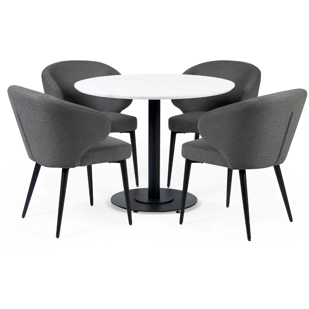 Julian Bowen Luca 4 Seater Marble-Effect Round Dining Table White Image 4