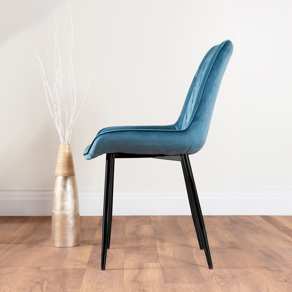 Furniturebox Molini Cesano 6 Seater Dining Set White Gloss Blue and Black  Image 4