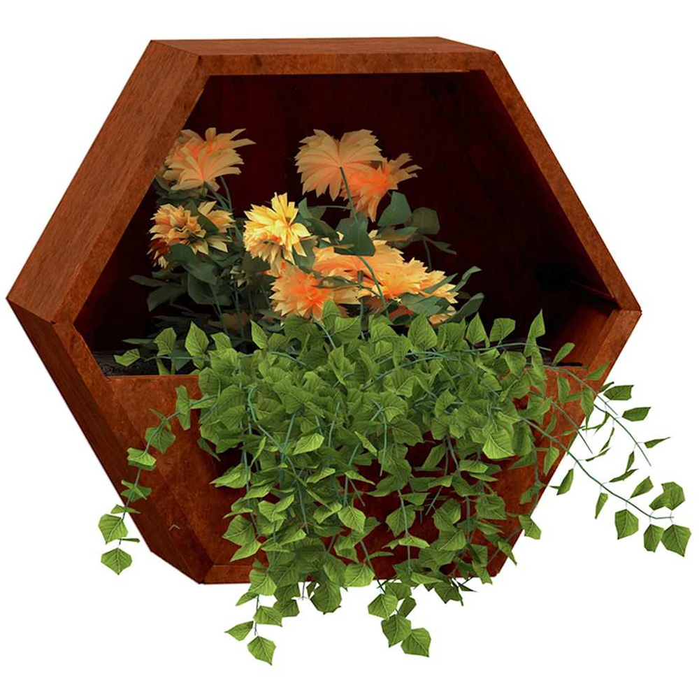 vidaXL Brown Corten Steel Wall Planter 40 x 46 x 10cm 2 Pack Image 2