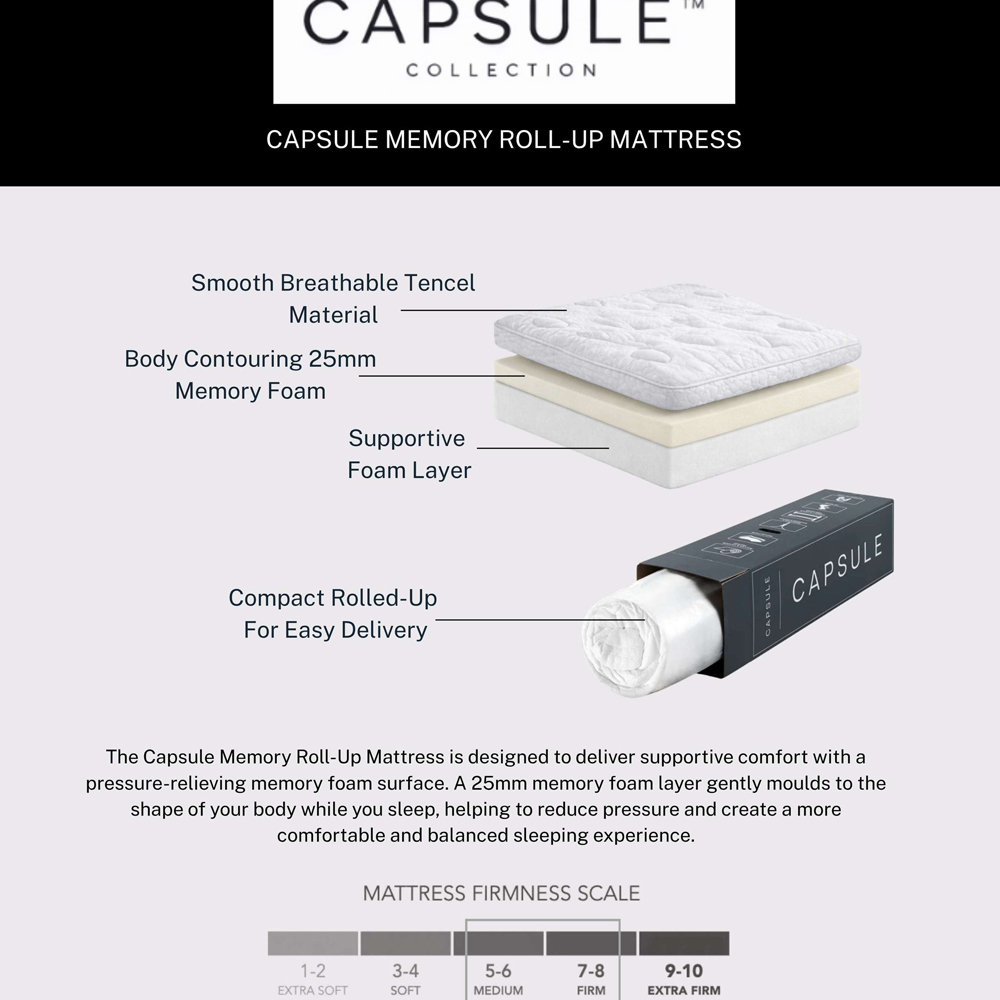 Julian Bowen Capsule Small Double White Memory Roll-Up Mattress Image 7