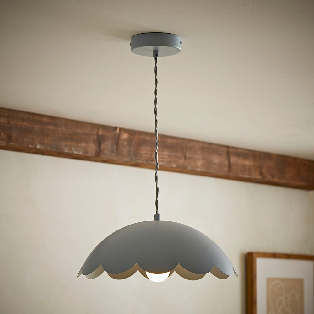 ValueLights Millie Powder Blue Scallop Shade Pendant Light with Bulb Image 2