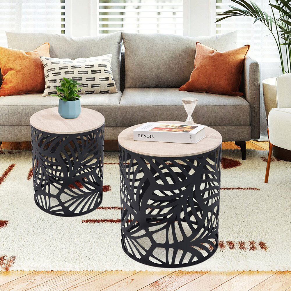 Black Leaf Side Table Set of 2 Image 2