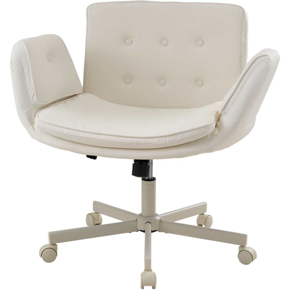 Living and Home White Widened Seat Office Chair with Wheels Image 2