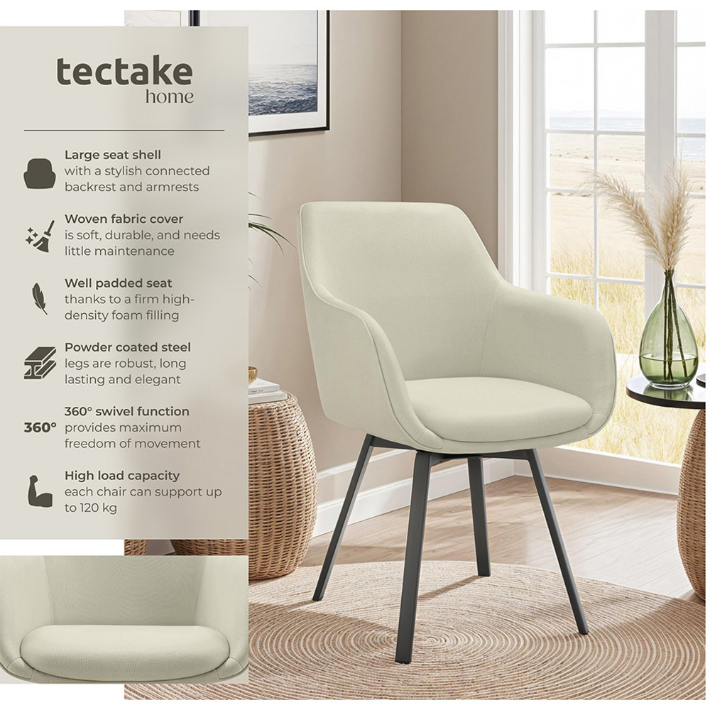 tectake Alicon Set of 4 Greige Dining Chair Image 6