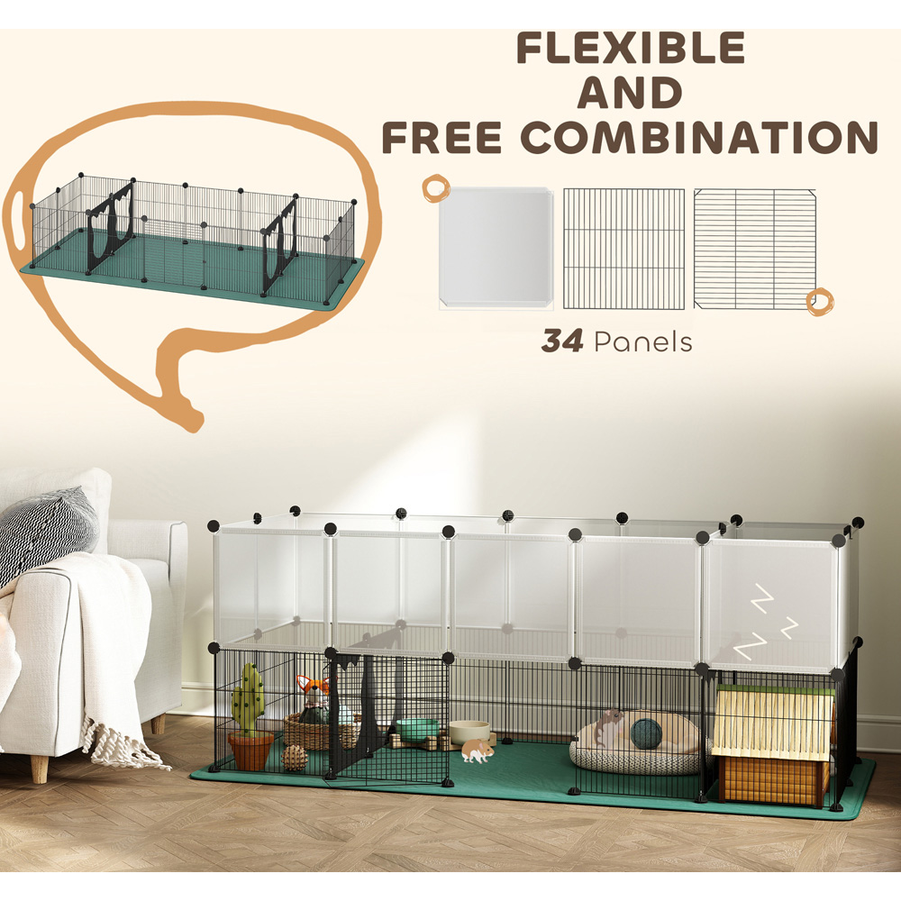 PawHut 34 Panel Pet Playpen with Waterproof Mat Image 5