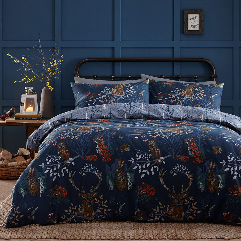 furn. Forest Fauna Double Navy Duvet Set Image 1