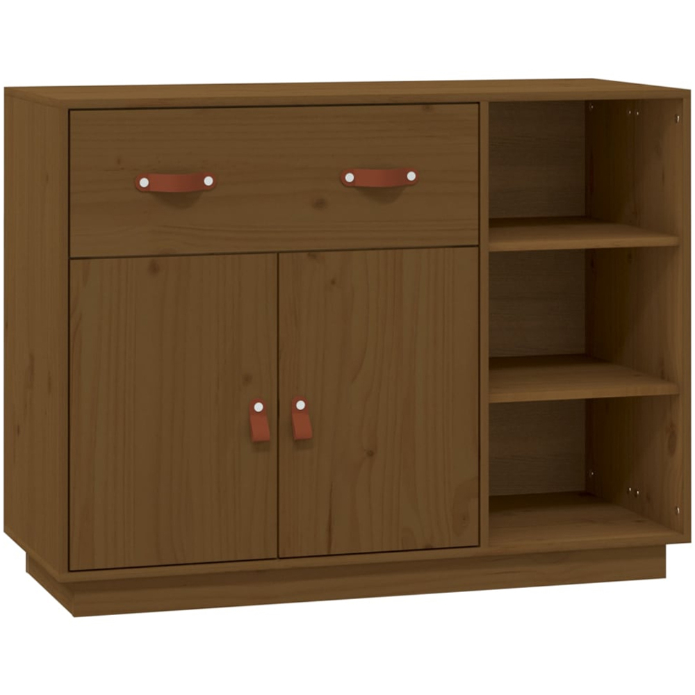 vidaXL 2 Door Single Drawer 3 Shelf Honey Brown Sideboard Image 2