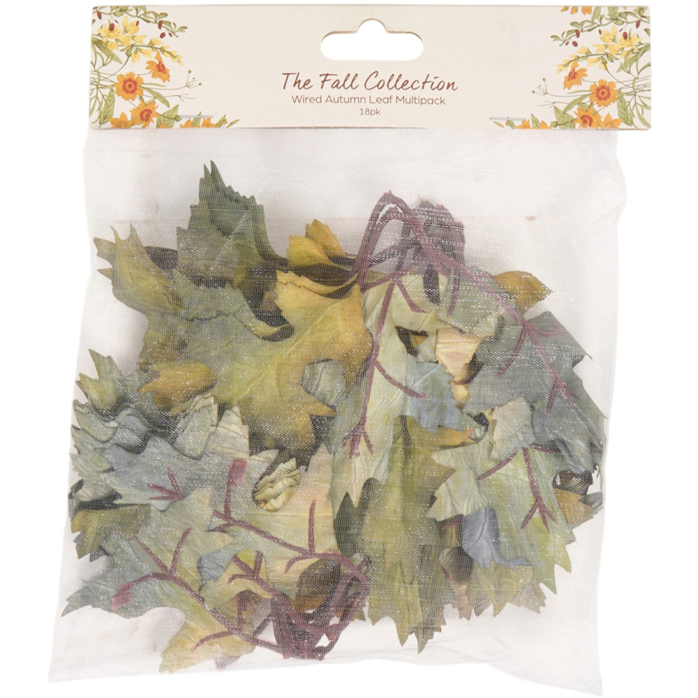 Pack of 18 Wired Autumn Leaves Image 3