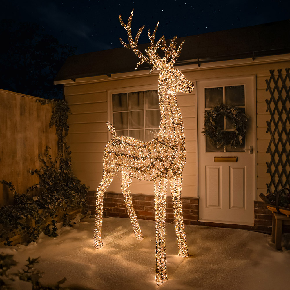 The Christmas Centre 5100 Warm White LED Micro Lights Pre-Lit Gold Laser Lit Stag 270cm Image 3
