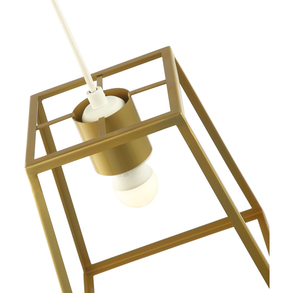 Happy Homewares Industrial Lantern Satin Gold Square Top and Bottom Pendant Shade Image 6